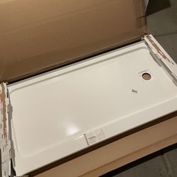 Bootz Industries Aloha ShowerCast 60 in. L x 30 in. W Alcove Shower Pan Base in White with Square Chrome Right Drain 