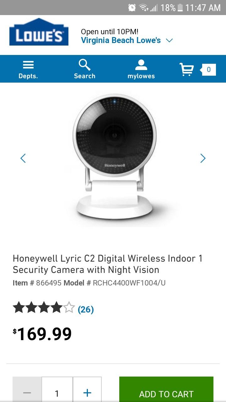 Honeywell LYRIC C2 Wi-Fi security camera