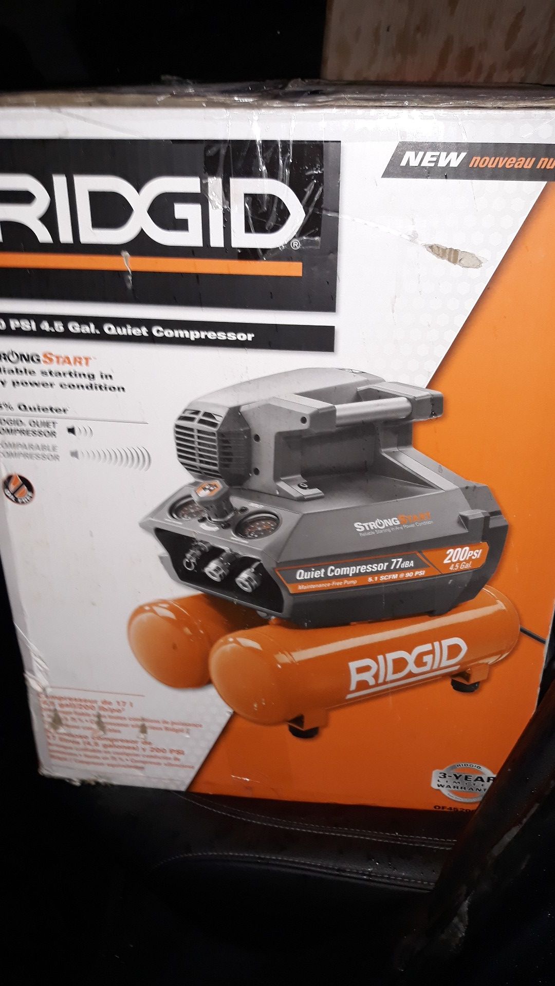 Ridgid 200PSI 4.5 Gal. Quiet Compressor