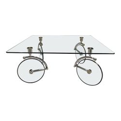Bicycle wheels glass tour square Coffee Table