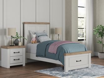 Savonport White/Brown Twin Panel Storage Bed