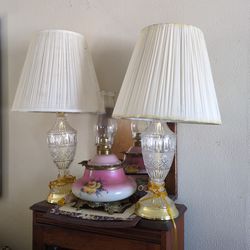 Lamps crystal urn matching pair