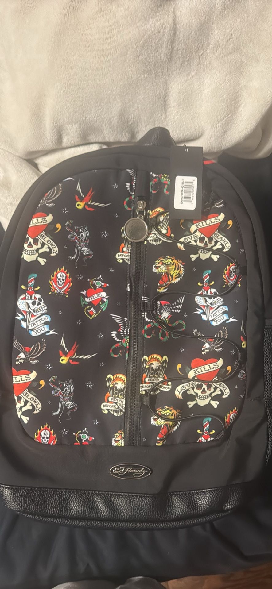 Black Tattoo Print Backpack 