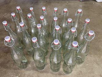 vintage-style glass bottle with a flip-top stopper