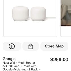  Google Nest Wifi - Mesh Router AC2200 and 1 Point with Google Assistant - 2 Pack - Snow