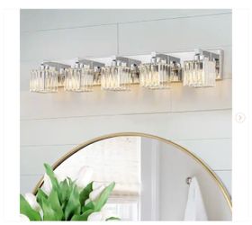 Orilliah 35.4 in. 5-Light Chrome Bathroom Vanity Light with Crystal Shades - New
