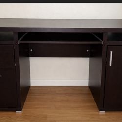 Large Desk With Cabinet Storage.