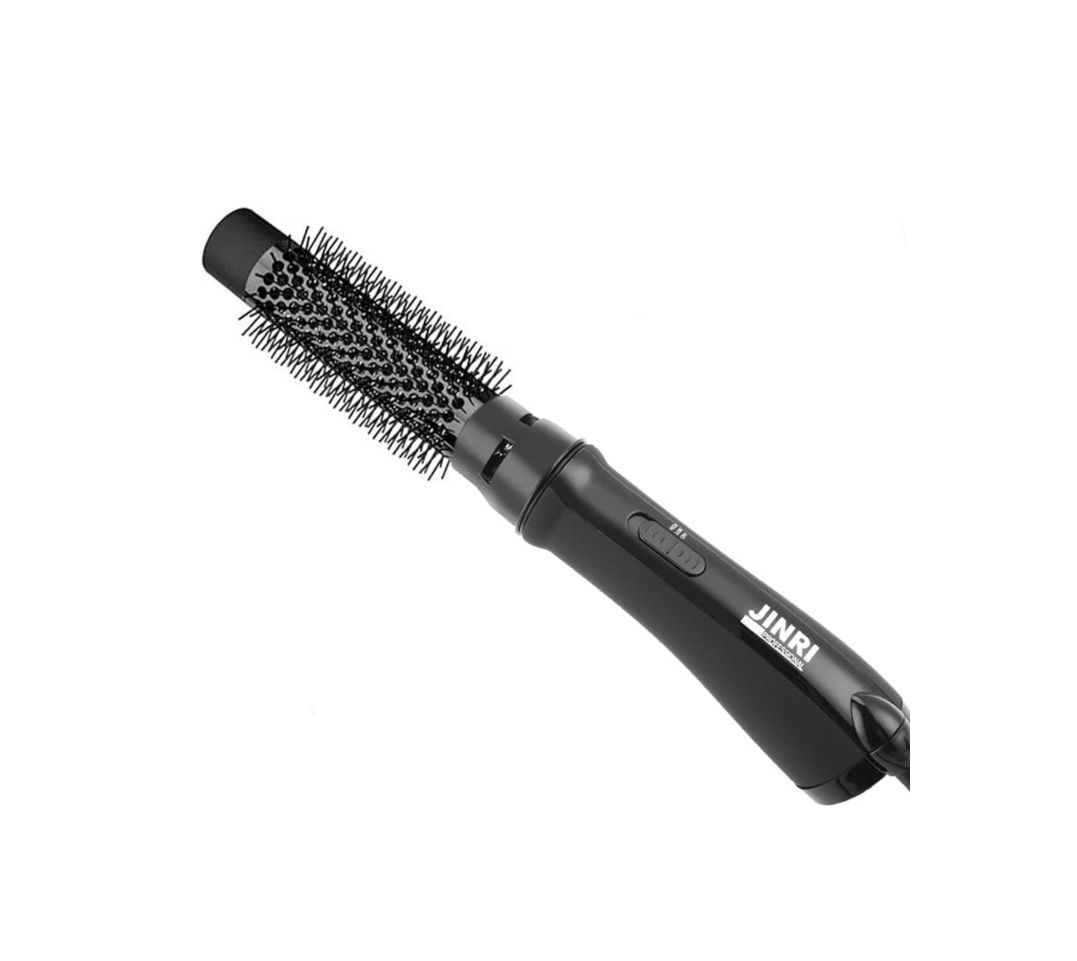 JINRI 3-in-1 Volumizing Hot Air Brush for Straightening, Curling & Styling - Salon Ionic Ceramic Straightener & Curl Hair Brush for Wet & Dry Hair