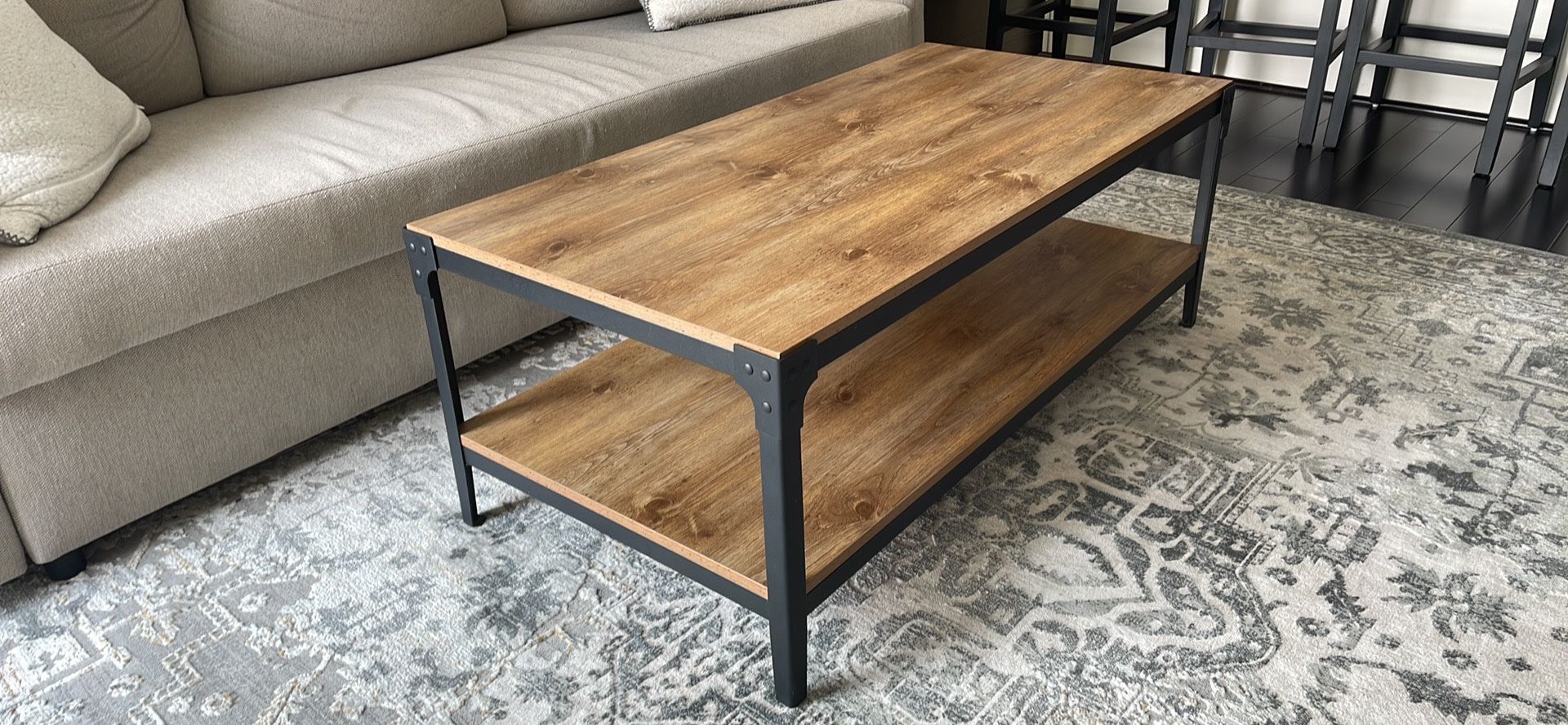 Benny urban industrial Angle Iron Coffee Table - Saracina Home (Color: Barnwood)