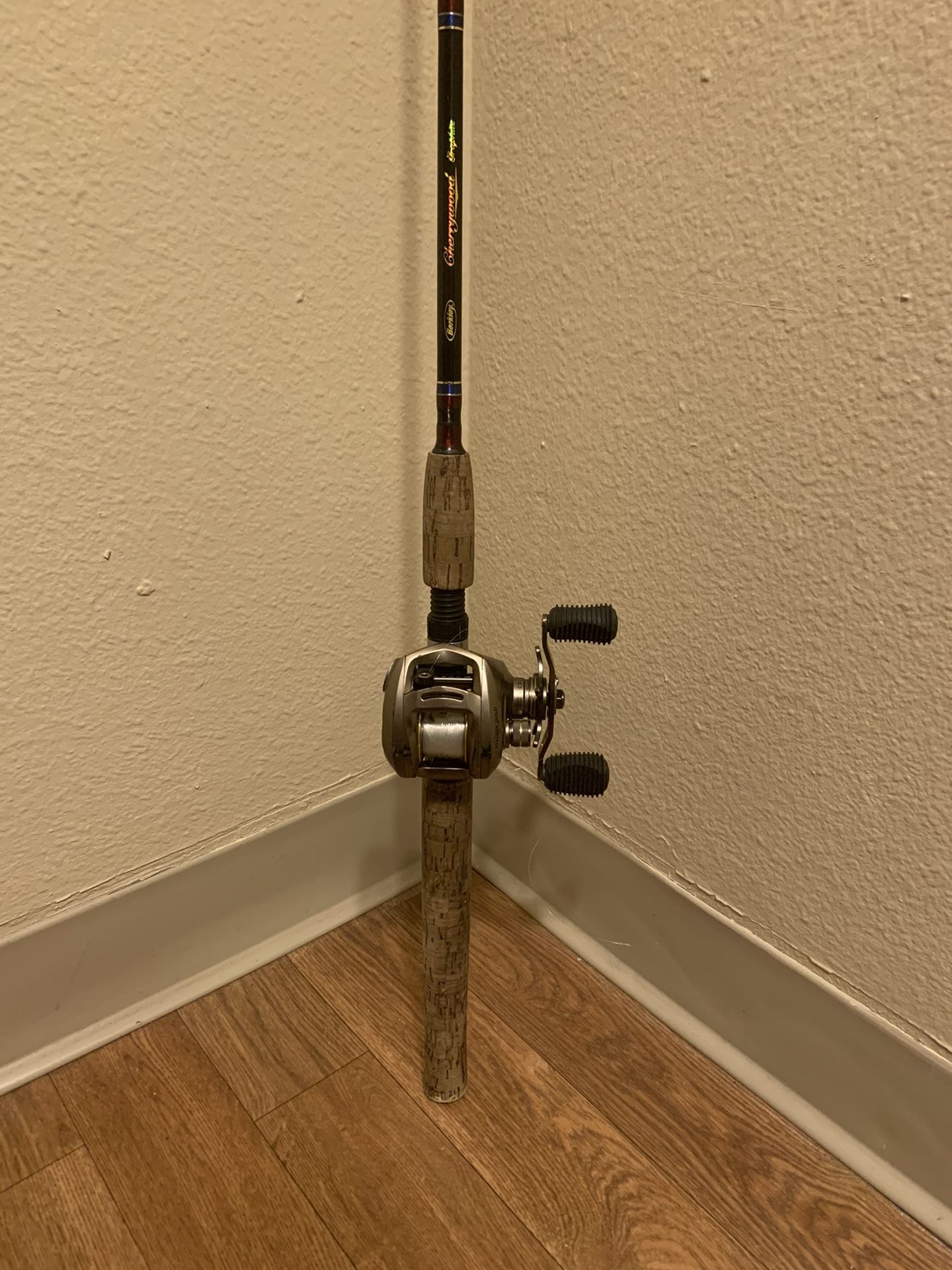 Fishing Pole (Berkeley Cherrywood) Pole, Browning Berkeley Gold Reel