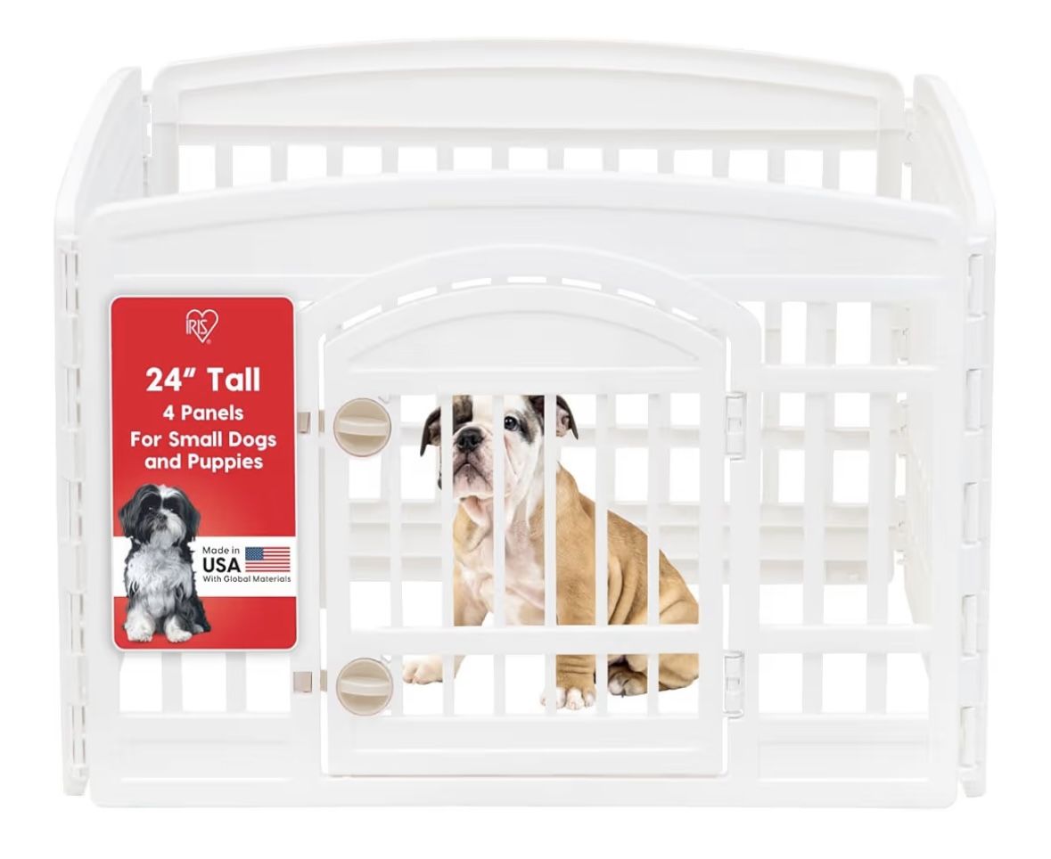 Dog Playpen With Door - White 35x35x24