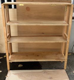 New Foldable bookshelf bookcase storage shelf Solid wood natural L42”*D12”*H47”(address in description)  👇delivery 🚚 available within 15 miles for e