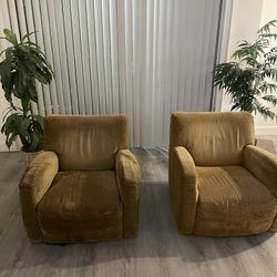 Pair Vintage Yellow Armchairs