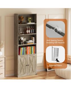 Farmhouse Bookcase with Cabinet Doors