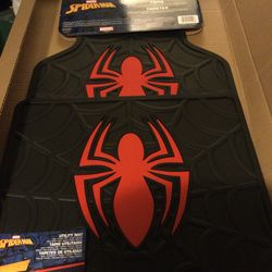 Heavy duty rubber Spider-Man logo car floor mats set