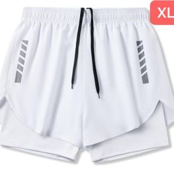 Men's 2-in-1 Running Shorts Lightweight Quick-Dry Athletic Workout Shorts with Built-in Compression Liner