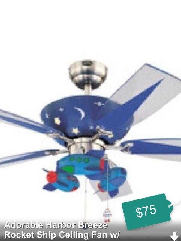 Adorable Harbor Breeze Rocket Ship Ceiling Fan & Light