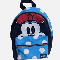 Disney Minnie Mouse Mini Backpack Purse Blue/black/white Adjustable Strap