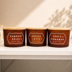 🕯️ Handmade Soy Candles (16 oz) | Velas Artesanales | $25 Each / $60 Set of 3 🍂☕🍎