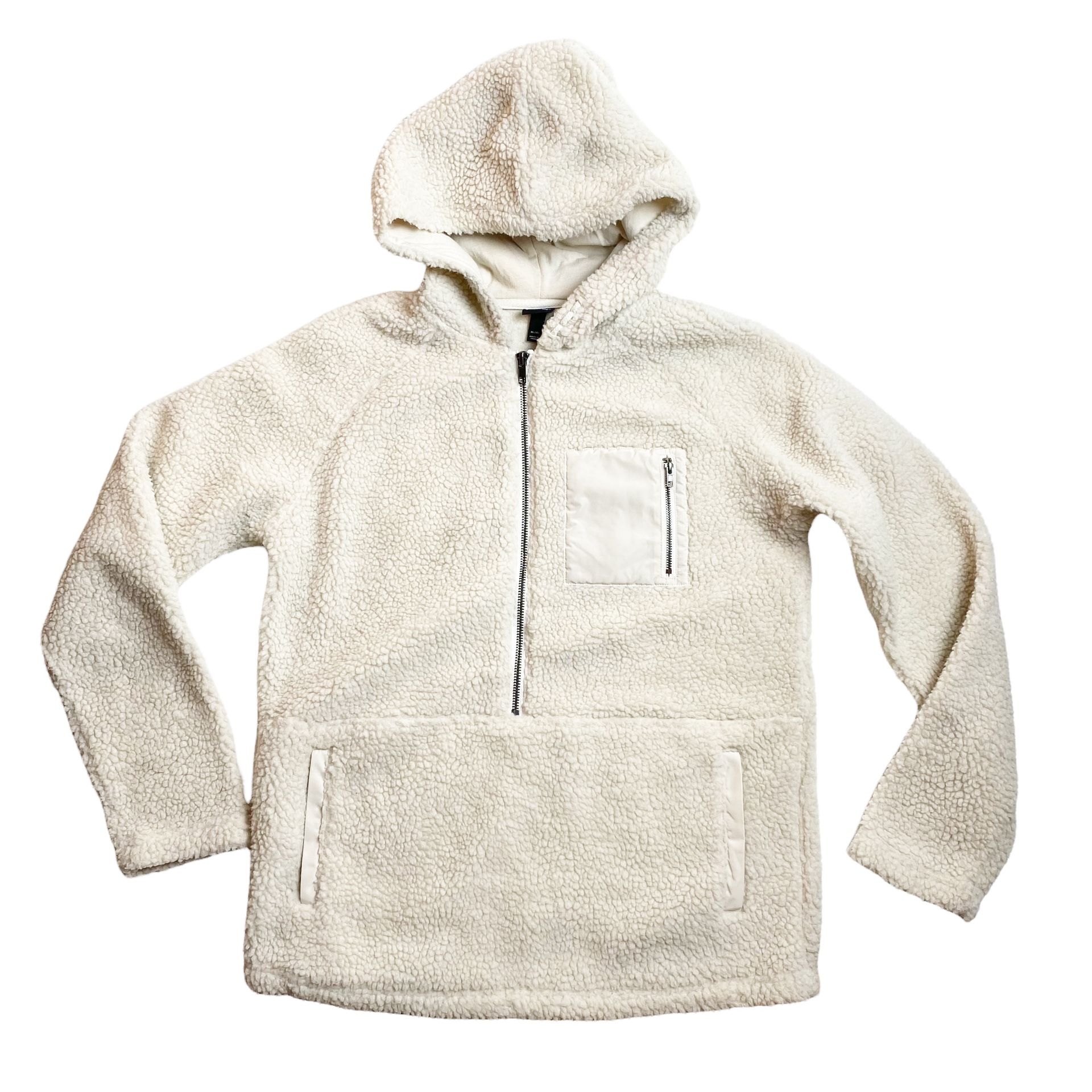 Art Class faux Sherpa Hooded popover Jacket oatmeal XL 16 Warm Hoodie NWOT  Women Xs S