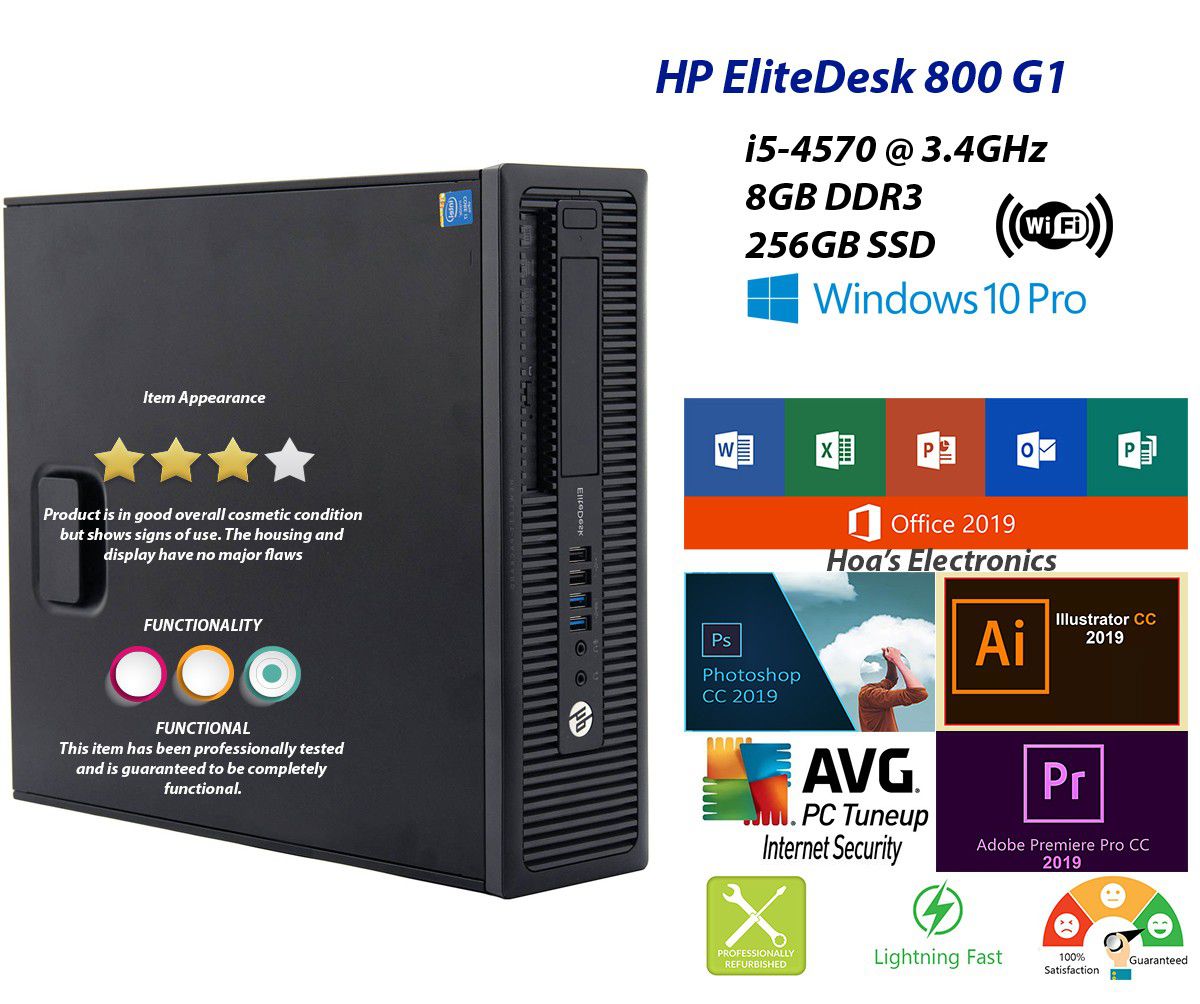 Hp EliteDesk 800 G1 SFF i5-4570 3.2ghz 8gb 256SSD desktop computer