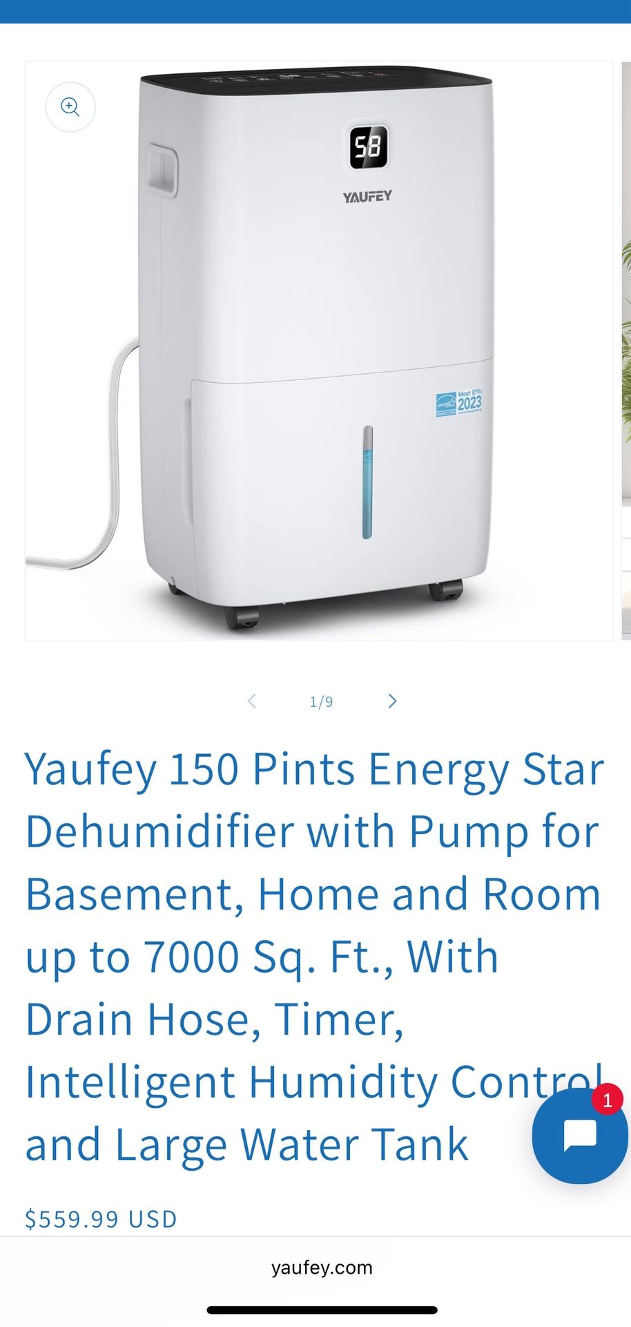 Yaufey 150 Pints Energy Star Dehumidifier
