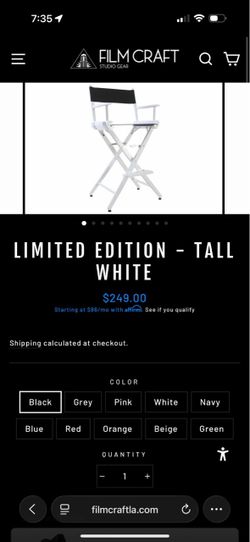 Make your VIPs feel set apart with the Filmcraft Pro Series Tall Director’s Chair – Limited Edition White Frame. This exclusive version of our trusted