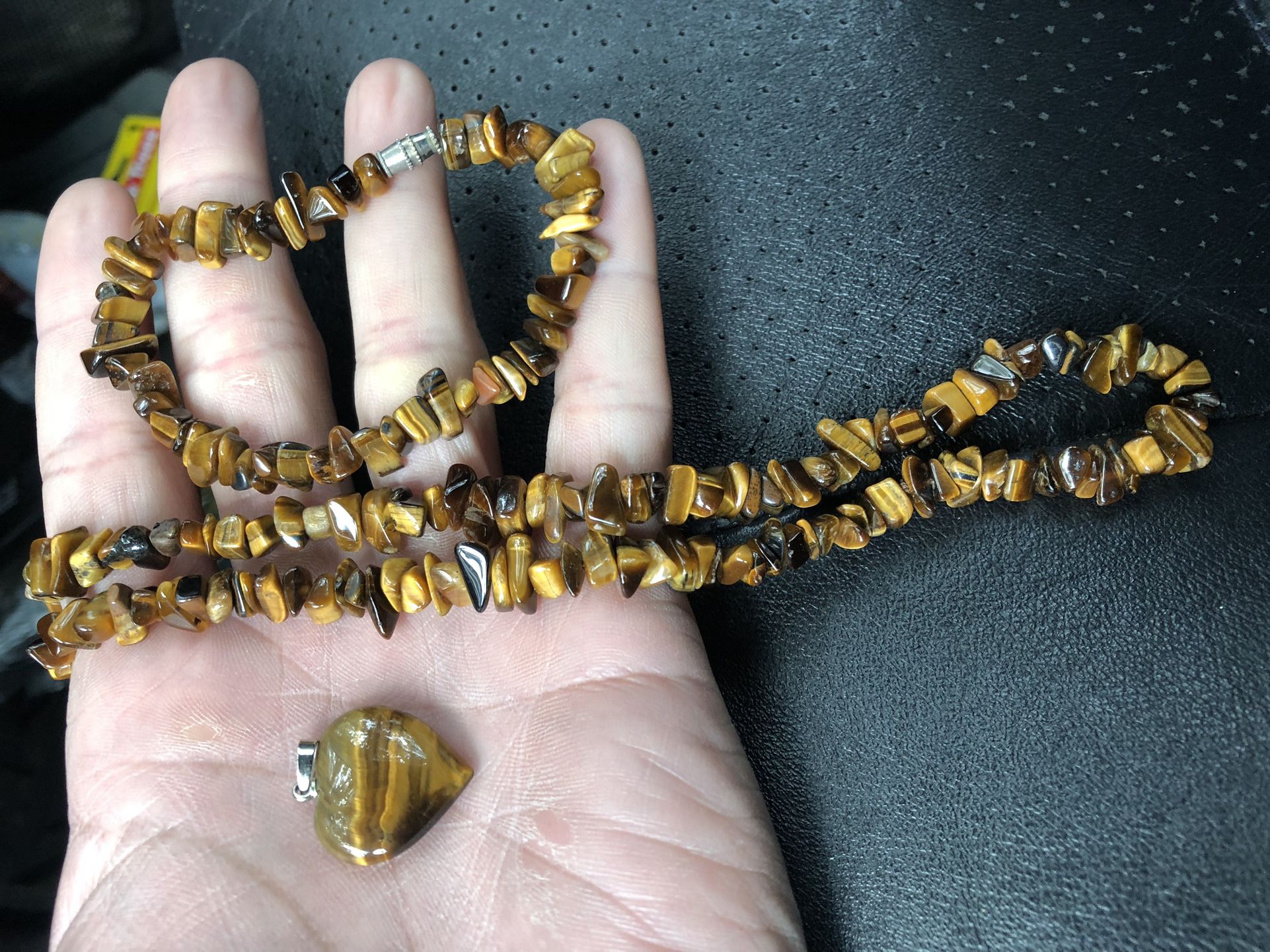 Tiger Eye Necklace And Charm And Bracelet