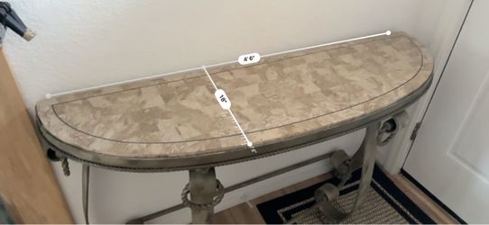 Demilune Console Table with Stone Top
