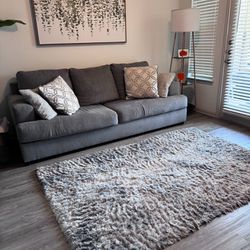 Living Spaces Sofa + rug 