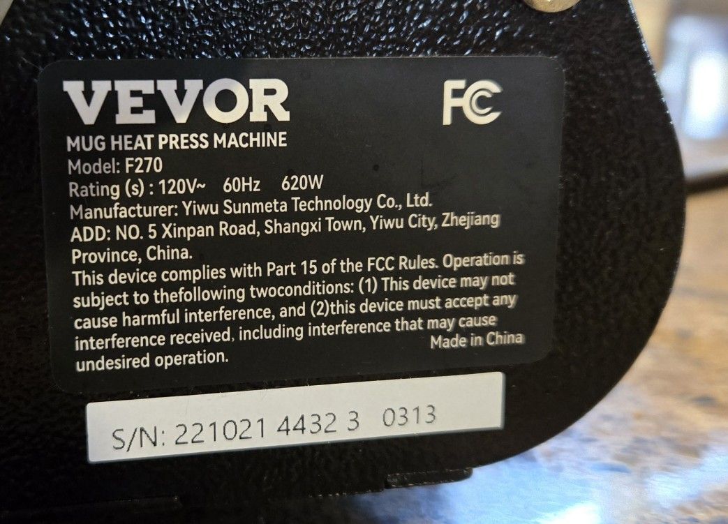 VEVOR Heat Press Machine Model # F270