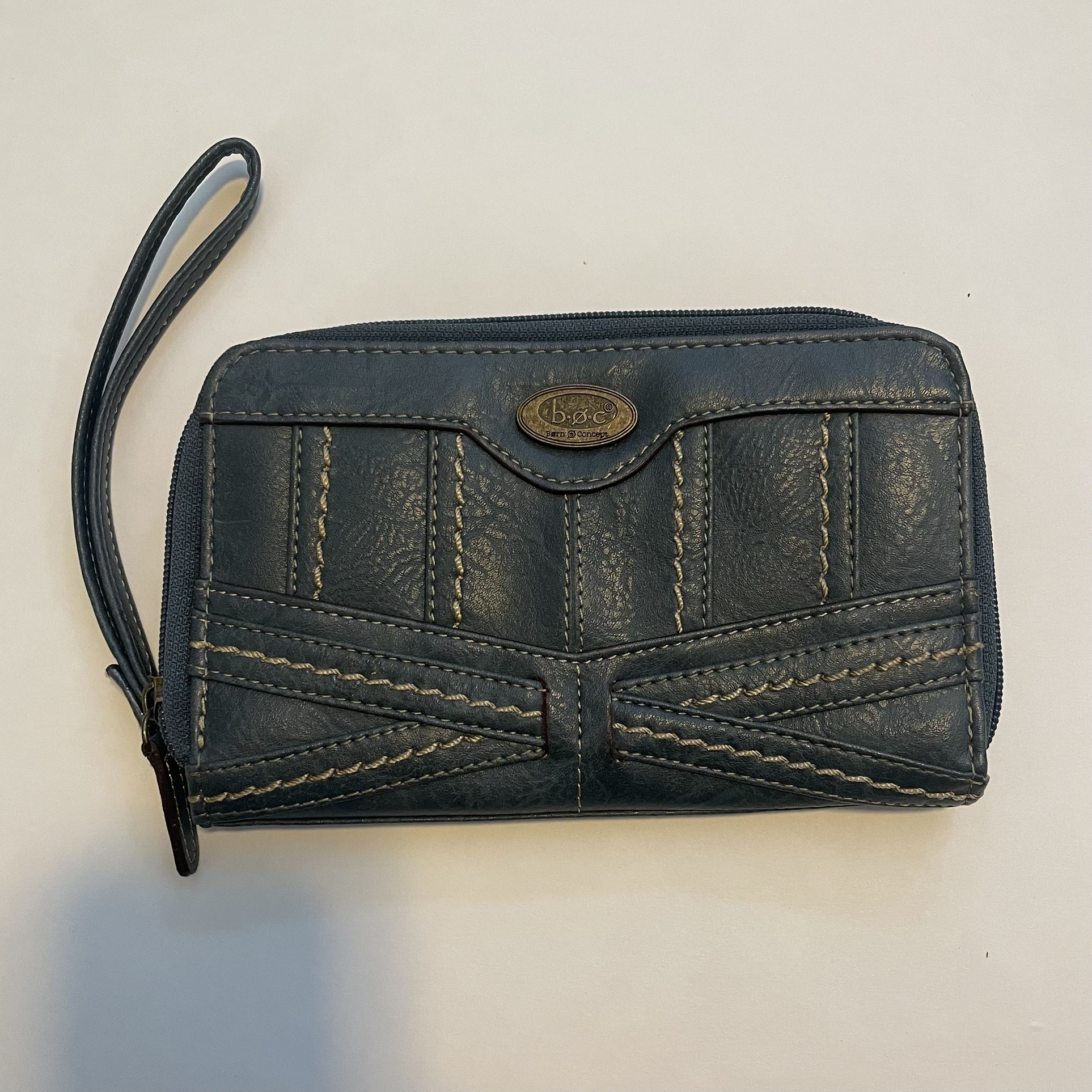 Born Concept BOC Wallet Purse Wristlet Faux Leather COIN pouch - Blue