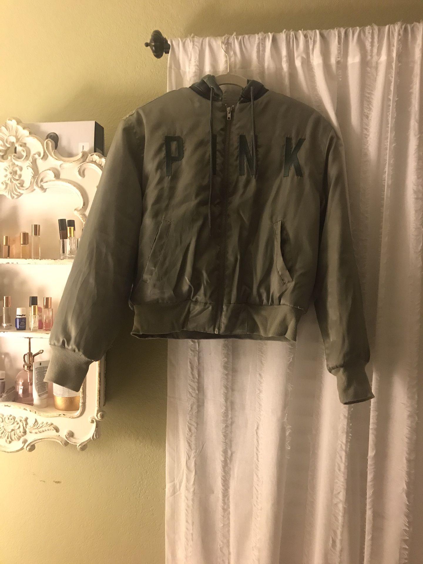 Victoria’s Secret PINK Olive Green Bomber Jacket