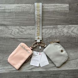 Lululemon Dual Pouch Wristlet Peach and Gray New With Tags