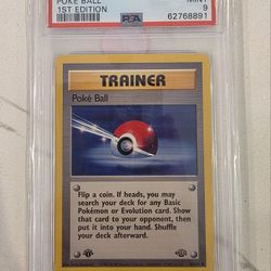 1999 POKEMON WOTC JUNGLE 1ST EDITION POKE BALL #64 PSA 9 Graded Card cgc