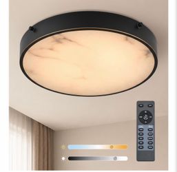 Brand new in the box- 16 Inch Alabaster Flush Mount Ceiling Light with Remote, Modern Black Spanish Marble LED Ceiling Light, ETL Listed, 2700K-5000K 