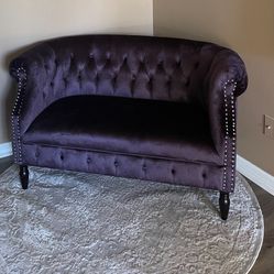 velvet purple loveseat couch