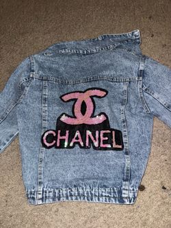 custom jean jacket Size L