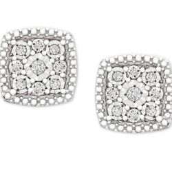 1/10 Carat Diamond Earrings in Sterling Silver 