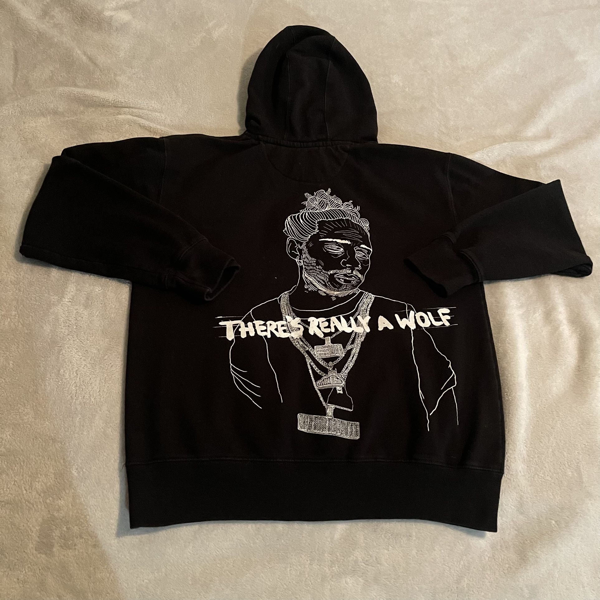 Russ Hoodie Men Medium Black Hip Hop Rapper Workout Sweatshirt Pullover Sweater