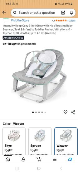 3-in-1 Grow with Me Vibrating Baby
Bouncer, Seat & Infant to Toddler Rocker,
