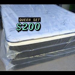 Queen Size euro pillow top mattress Set ‼️