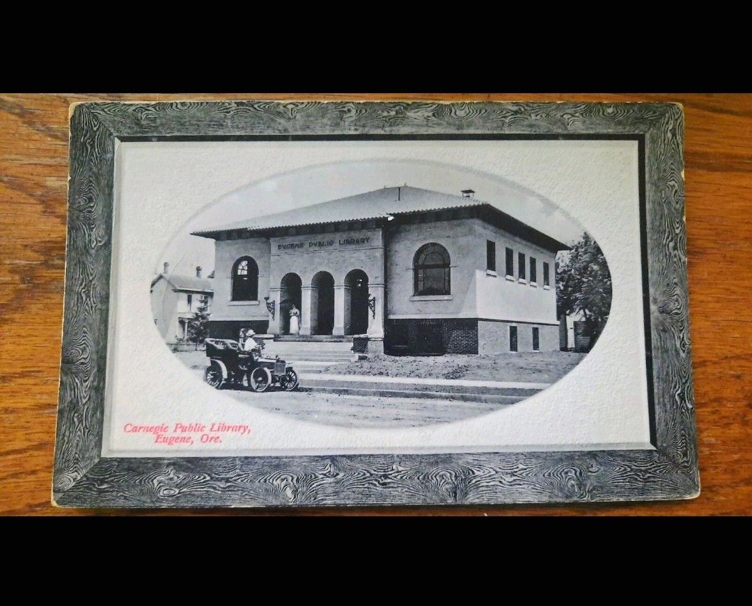 Eugene Oregon RPPC Carnegie public library early 1920s (lot of 2).