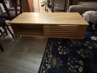 Mid-Century Modern Wood Coffee Table with Storage
