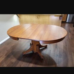 Restored Antique Oak Round Dining Table
