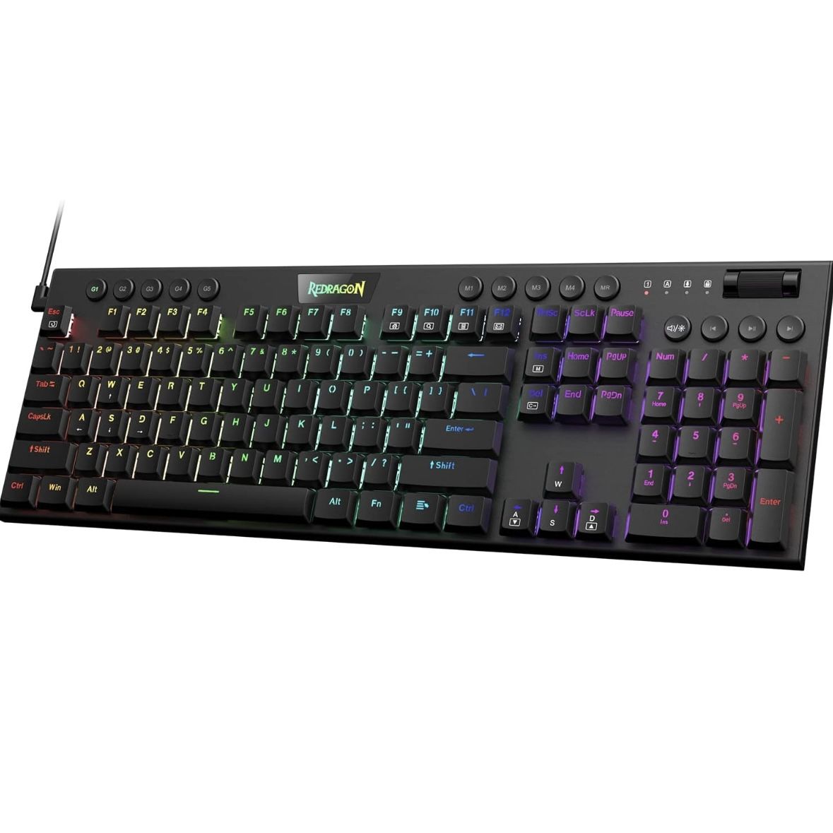 Redragon K618 PRO 3-Mode Wireless RGB Mechanical Keyboard, Low Profile, Ultra-Thin, Red Switch