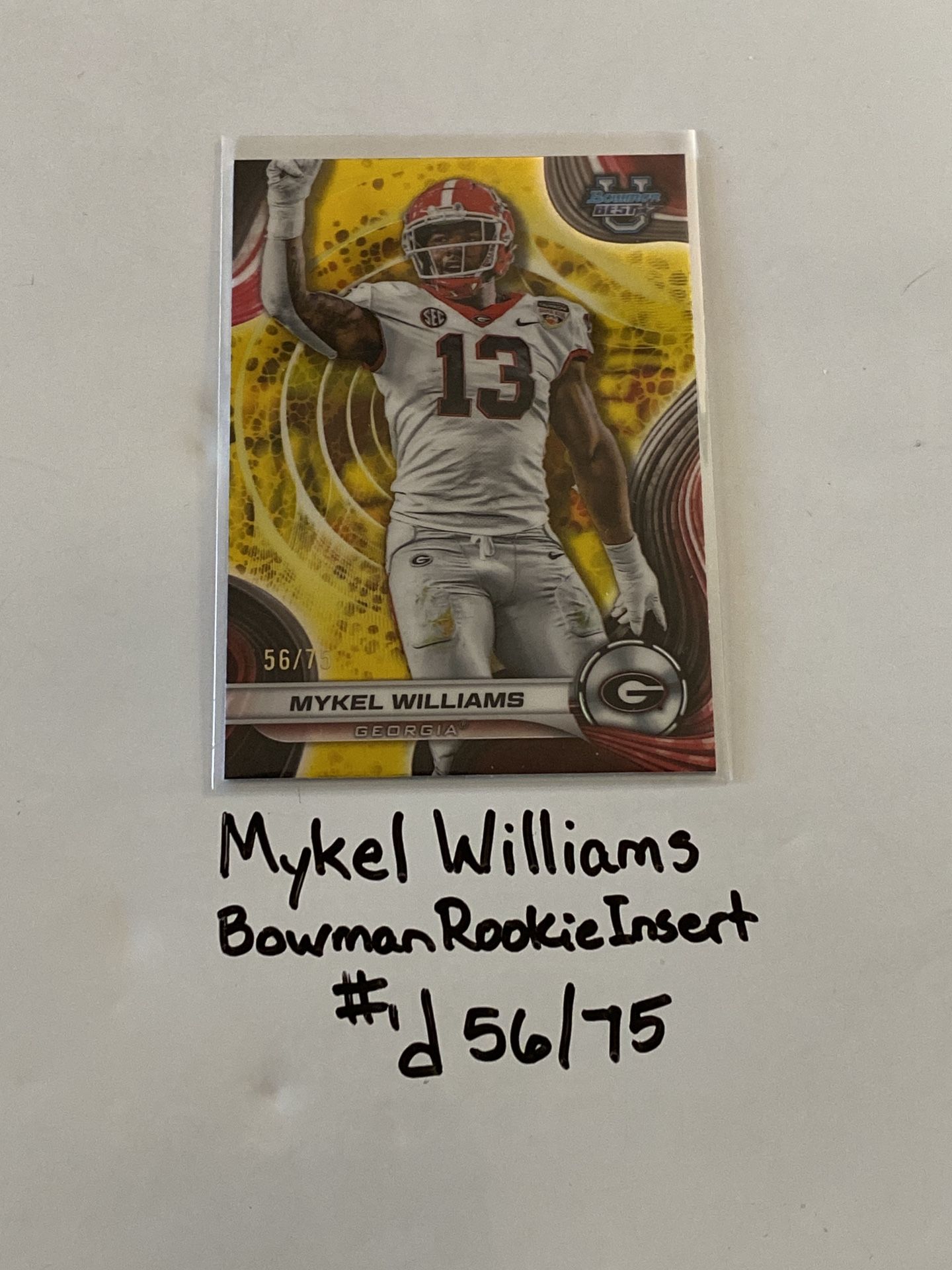 Mykel Williams San Francisco 49ers DE Bowman Chrome Short Print Insert Card. #’d 56/75.