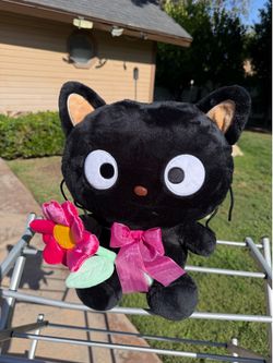 Sanrio Chococat Plush Stuffed Animal with Pink Flower Bow Hello Kitty