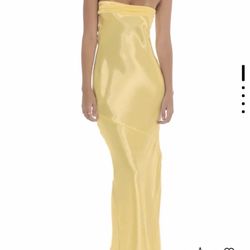 Yellow Satin Prom Dress Size M
