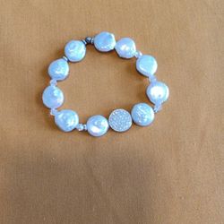 8 inch Fresh Water Pearl with Crystal Beads& Cubic Zirconia Charm